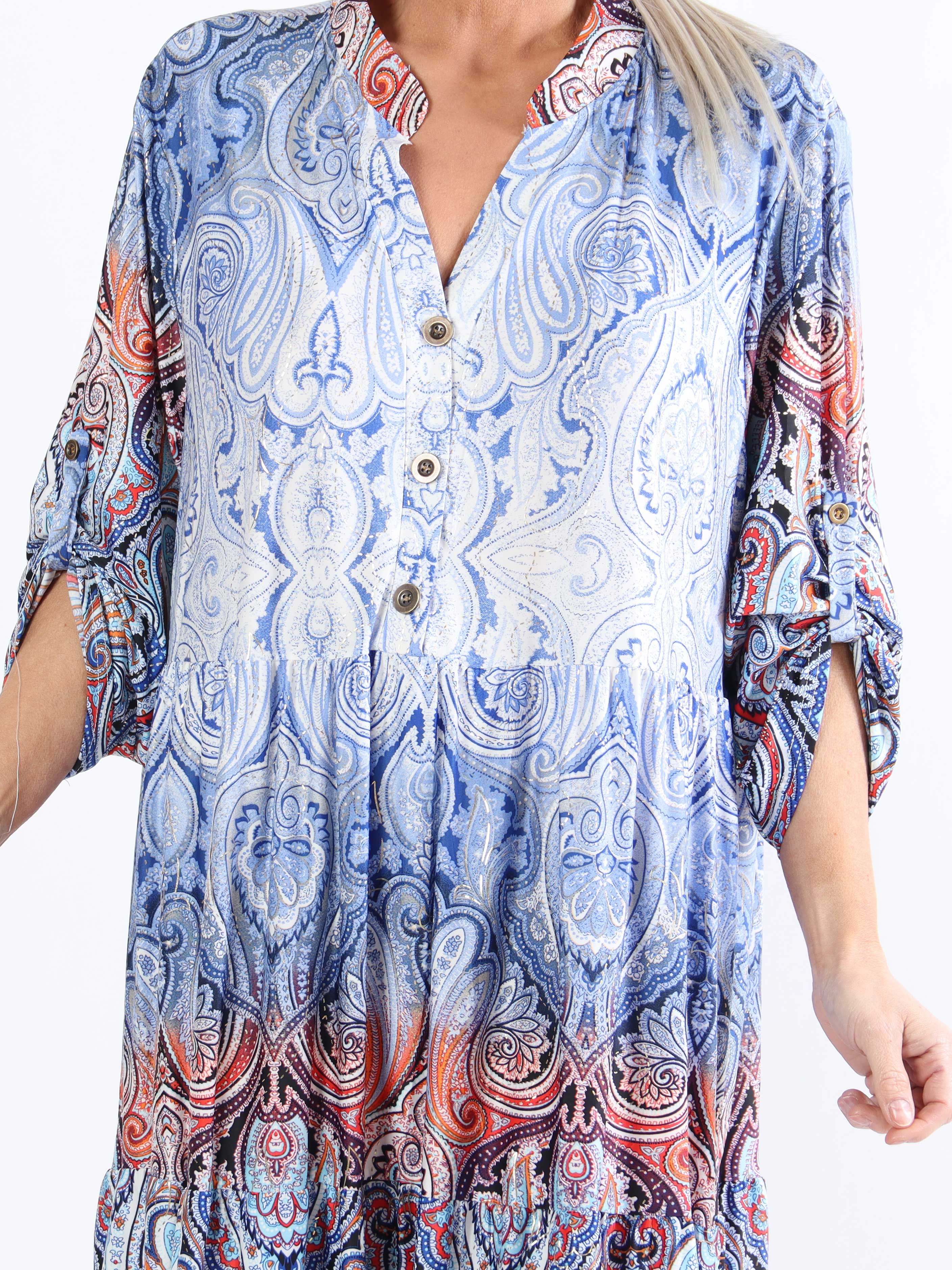 Milano Tamaria Midi - Plus size-klänning i fint tryck i lager-på-lager-look